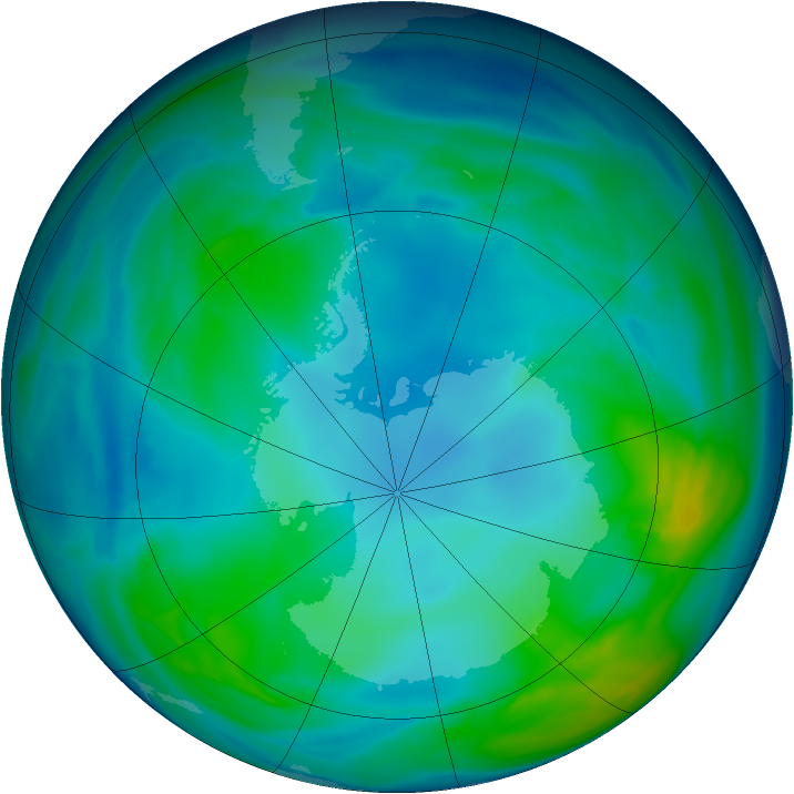 Antarctic ozone map for 14 May 2005